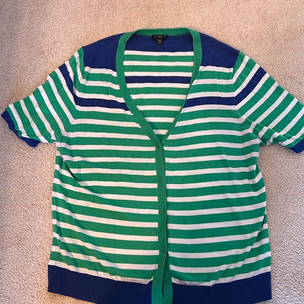 Talbots Cardigan Green and Blue